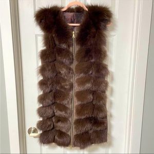 sold - Real Fur Women’s Sleeveless Long Vest Jacket Size S